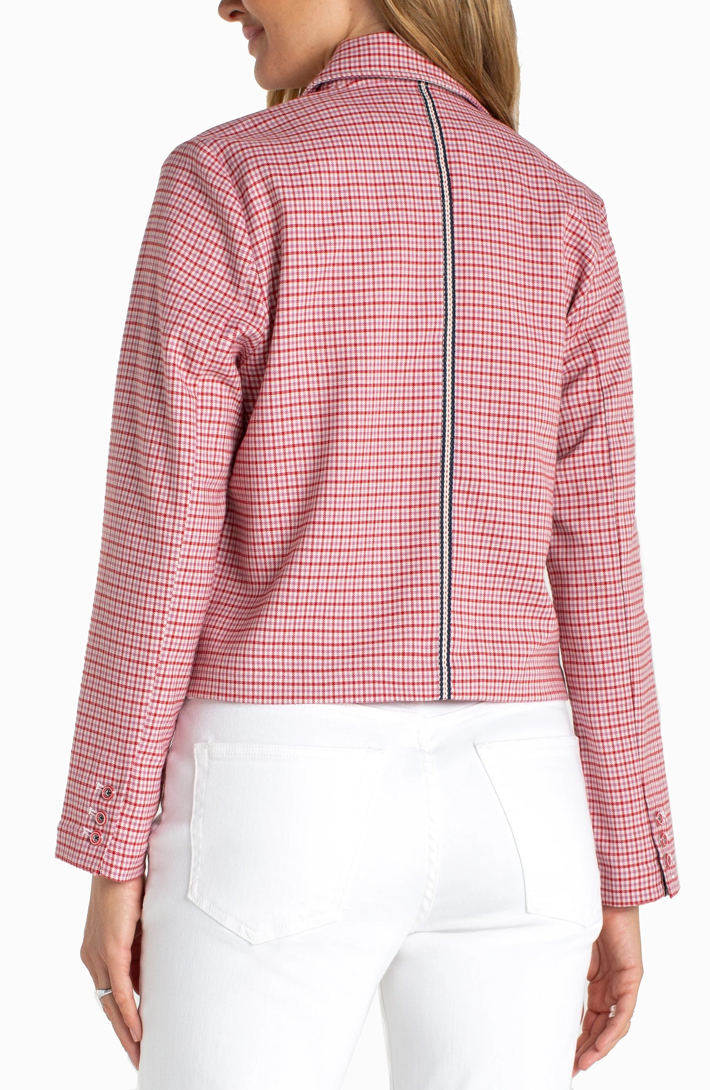 Shacket with Flap Pockets - Cherry Red Plaid