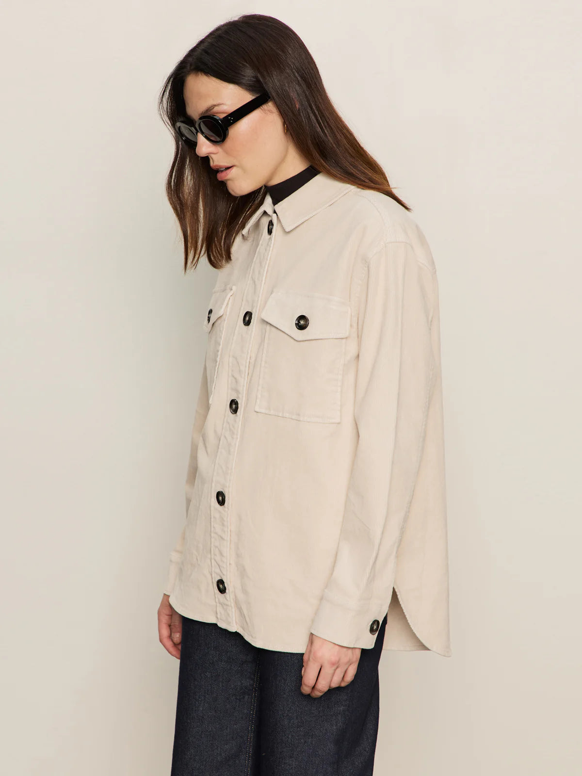 Corduroy Shacket - Mother of Pearl