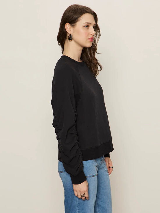 Shirred Sleeve Sweatshirt - Black
