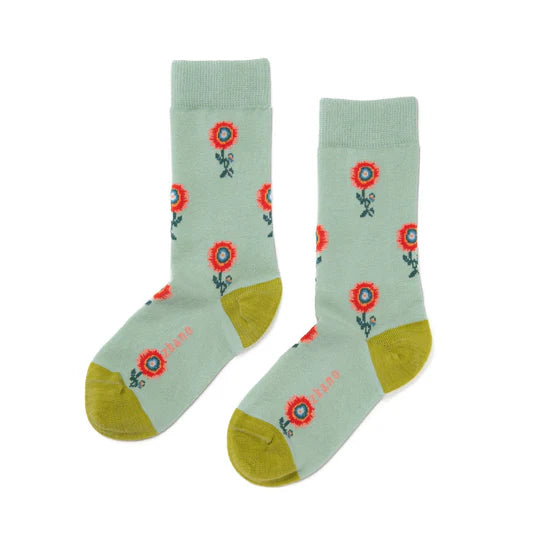 Mystic Flower Crew Socks - Silt