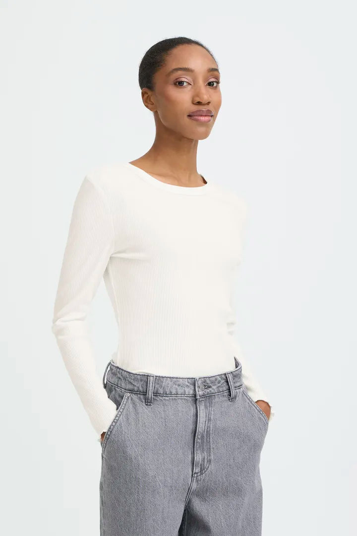 Sinne Long Sleeve Ribbed Tee - Marshmallow
