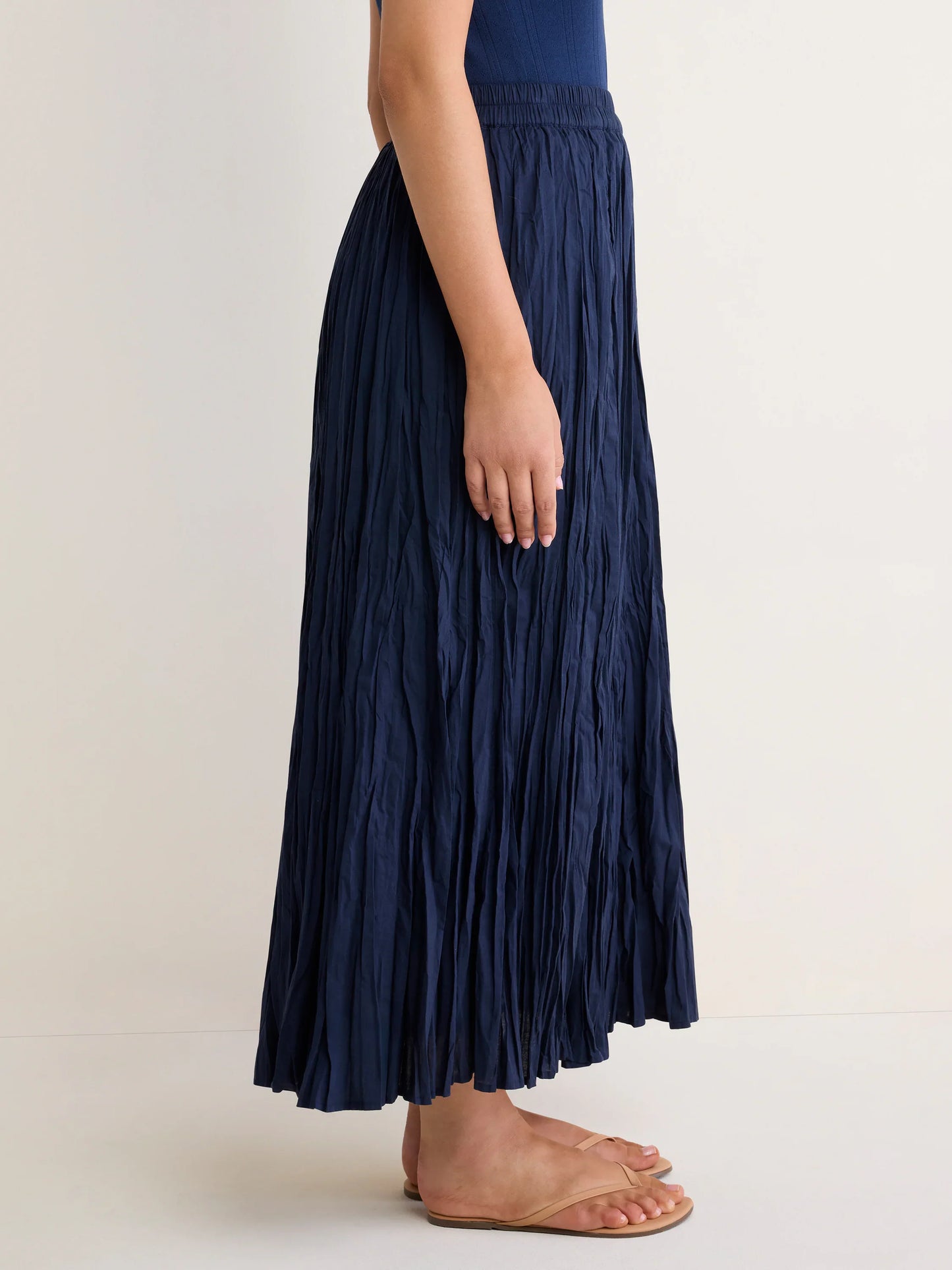 Midi Crinkle Skirt - Ink
