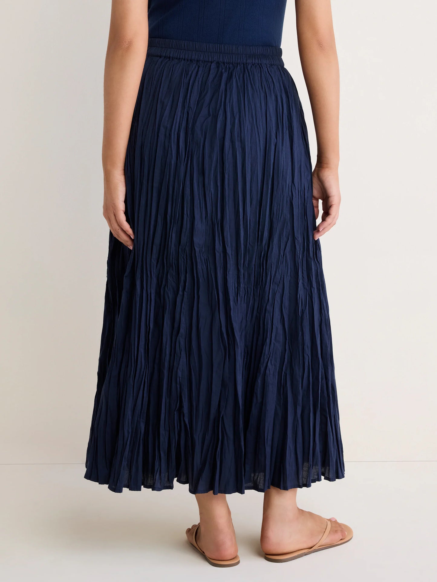 Midi Crinkle Skirt - Ink