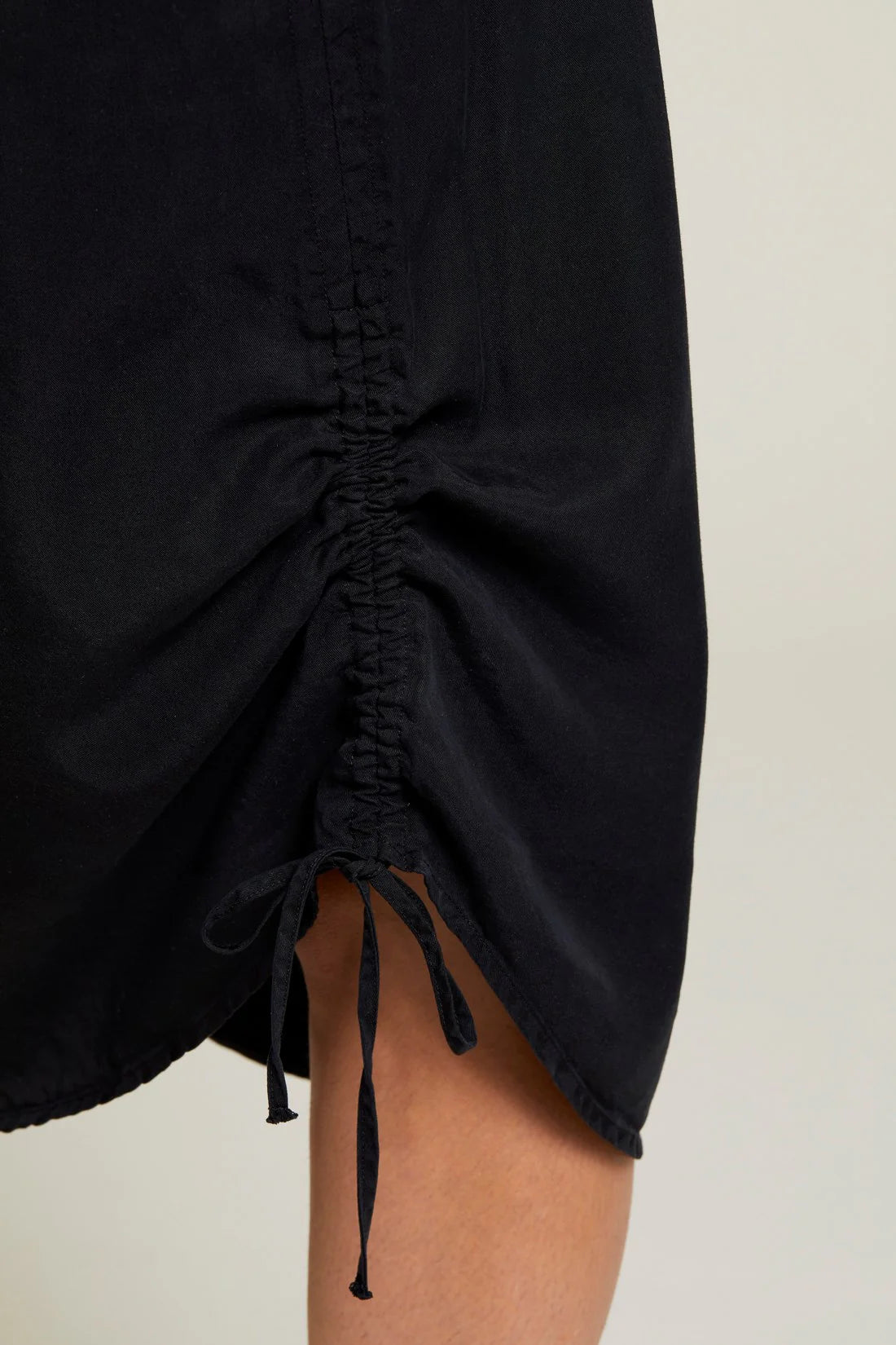 Pull-On Skirt with Tie Side Ruching - Black