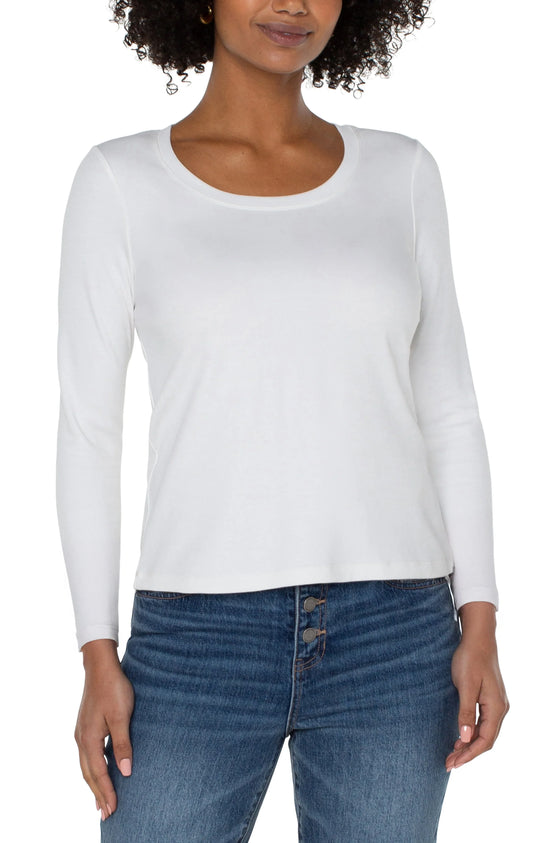 Long Sleeve Scoop Neck Tee - Snow