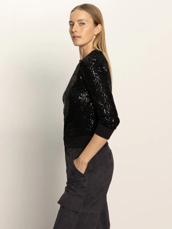 Relaxed Sparkle Popover Top - Black