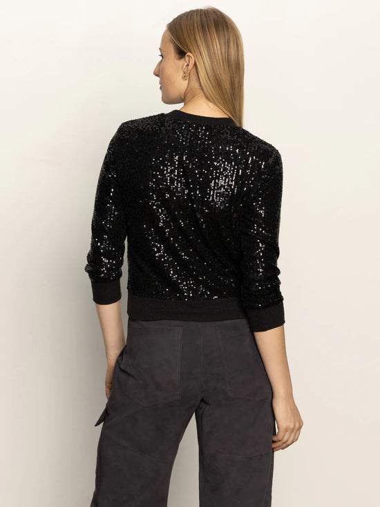 Relaxed Sparkle Popover Top - Black