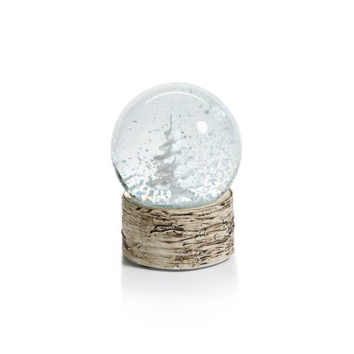 Snow Globe With Small Tree on Birchwood Base