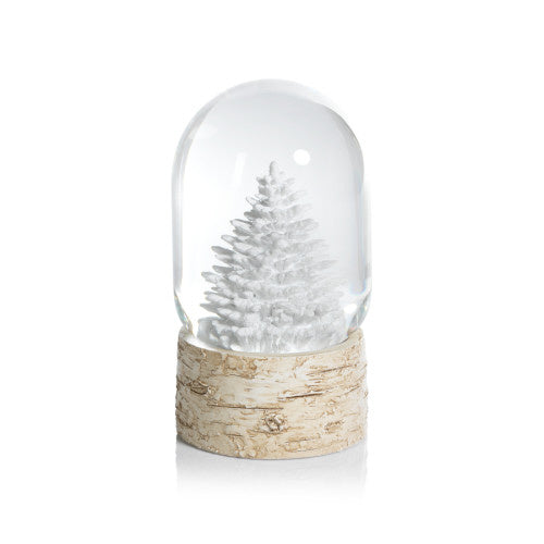 Snow Globe With Tree on Birchwood Base