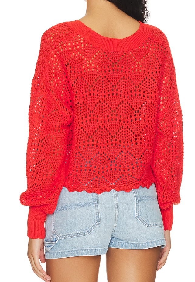 Crocheted V-Neck Sweater