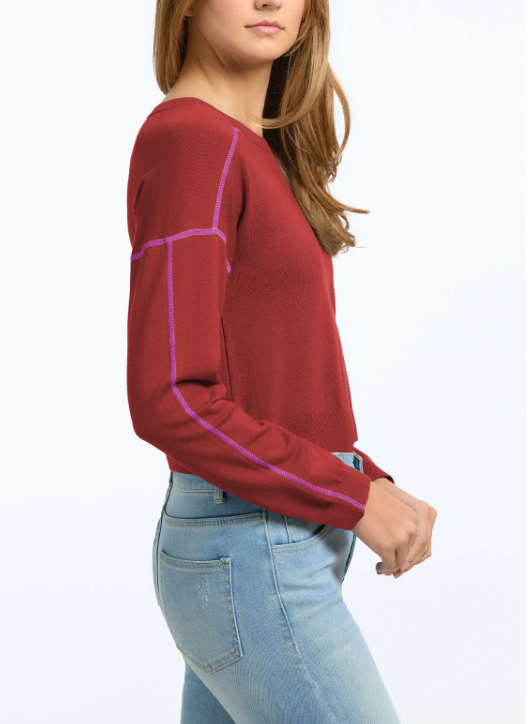 Exposed Coverstitch Pullover Sweater