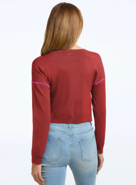 Exposed Coverstitch Pullover Sweater