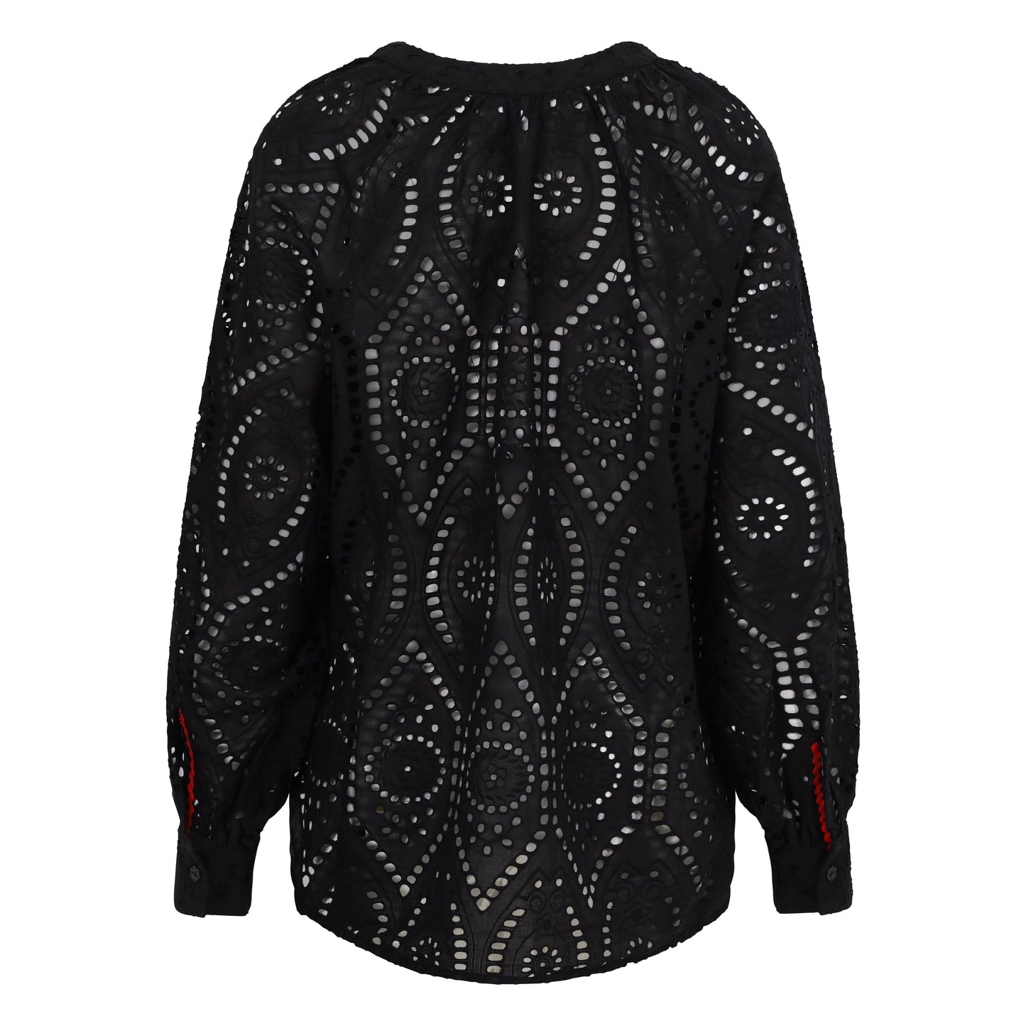 Broderie Over Head Eyelet Top - Black