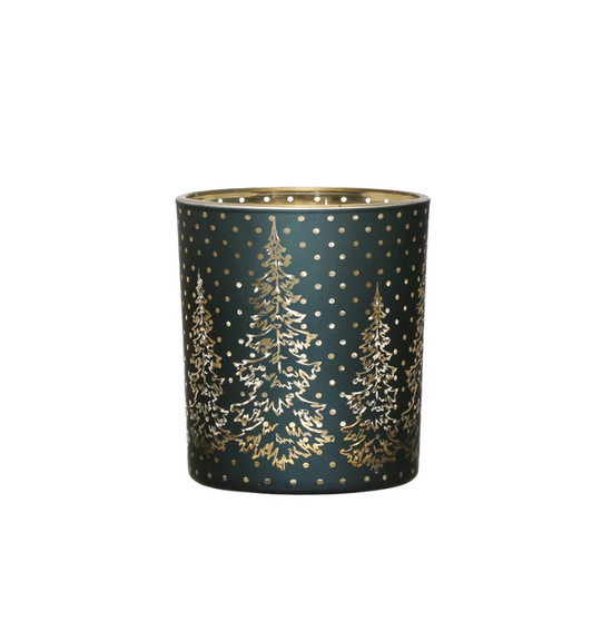 Tealight Candle Holder with Etched Tree Design - Medium