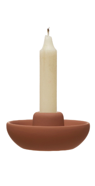 Load image into Gallery viewer, Stoneware Taper Candle Holder - Terracotta
