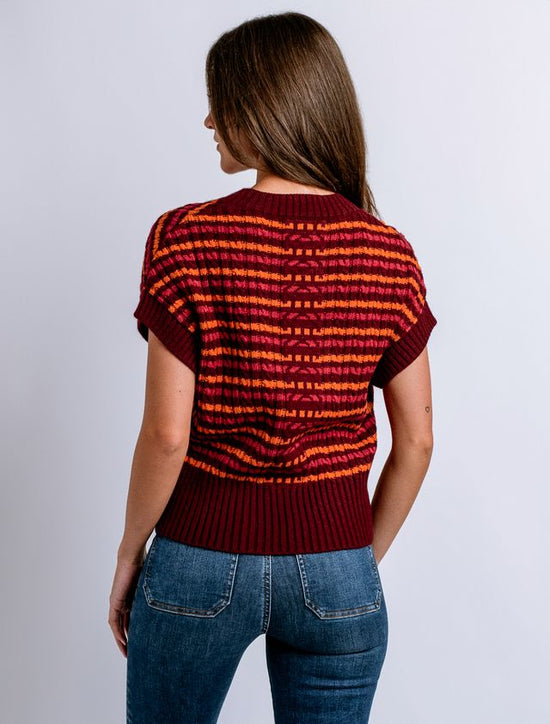 Libby V-Neck Vest - Bordeaux/Rust