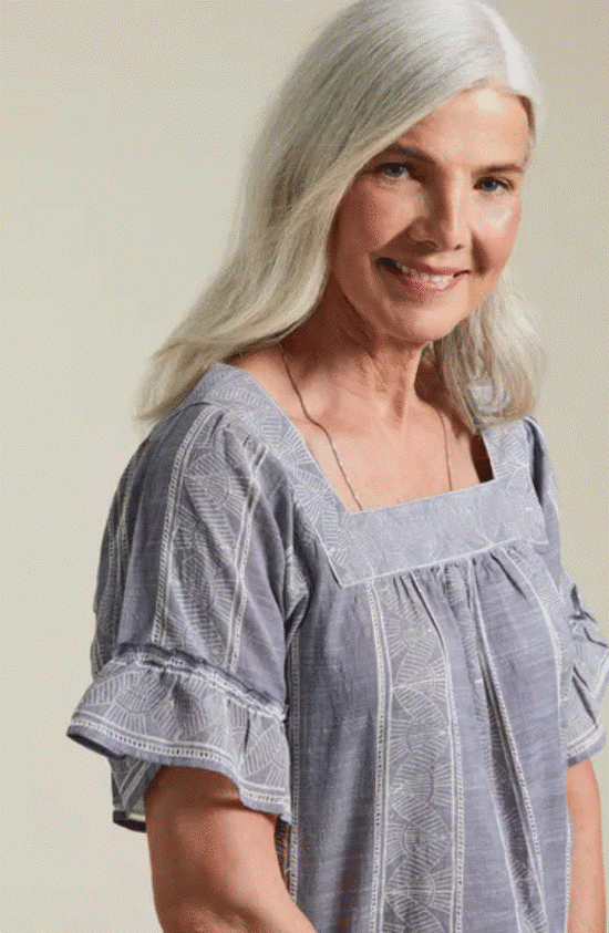 Elbow Sleeve Top with Frills