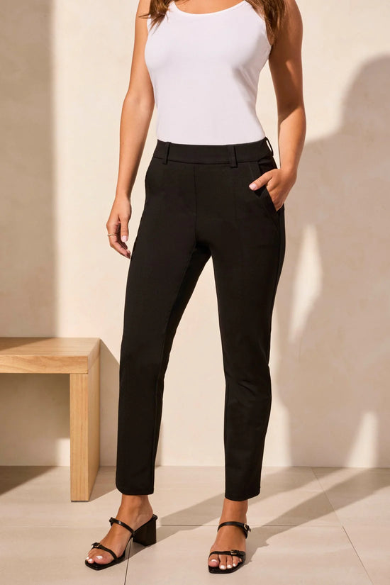 Pull On Ankle Pants with Pockets - Black