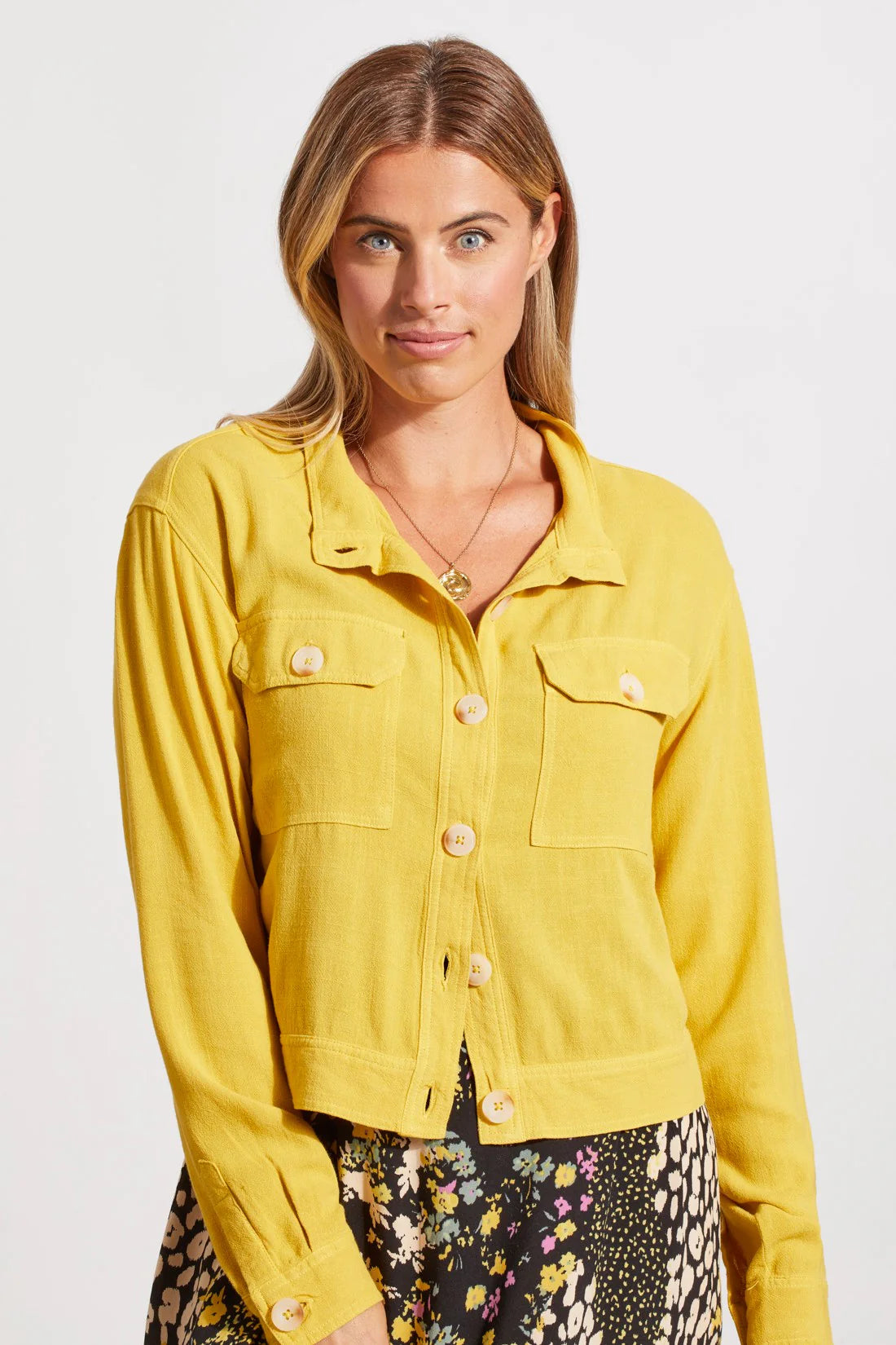 Cropped Jacket with Pockets - Limoncello
