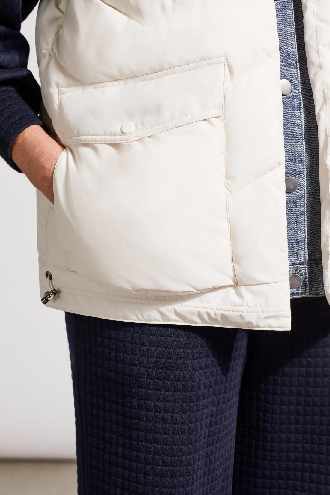 Fooler Puff/Denim Vest - Cream