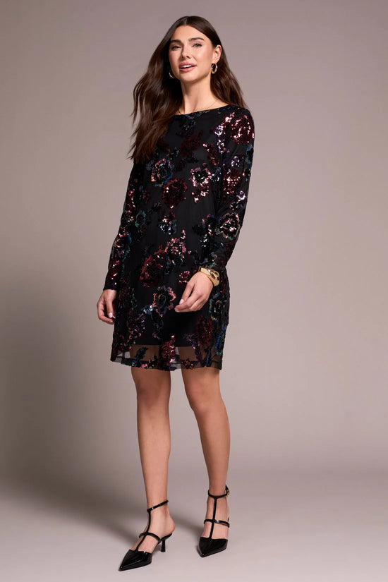 Rainbow Colored Sequin Dress - Black Multi
