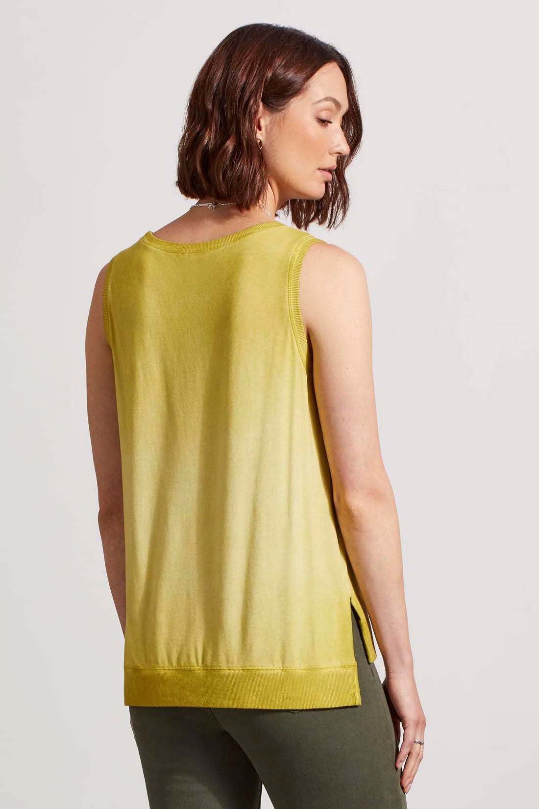 Hi Lo Tank Top with Special Wash Effect - Pear