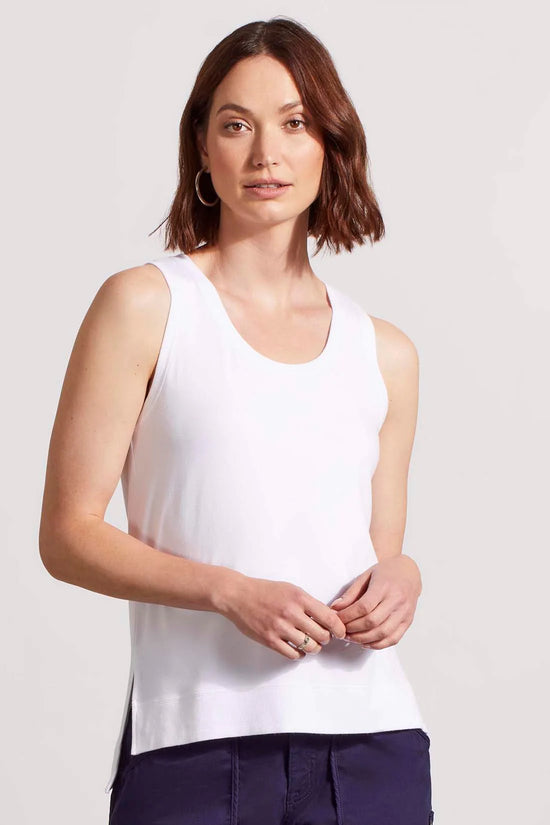 Hi Lo Tank Top with Special Wash Effect - White