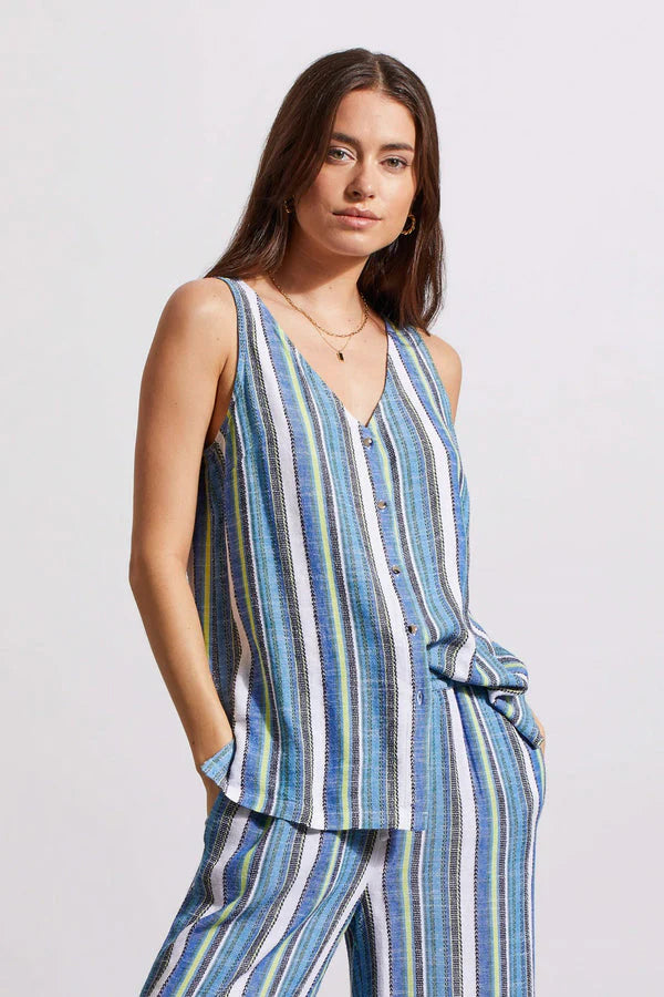 Flowy Cami with Side Slit - Blue Sea