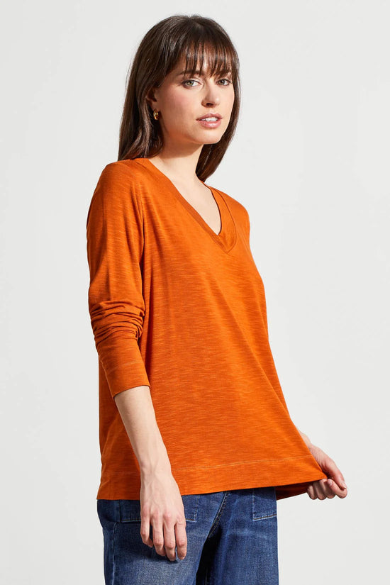 Long Sleeve Top with Side Slits - Dark Desert