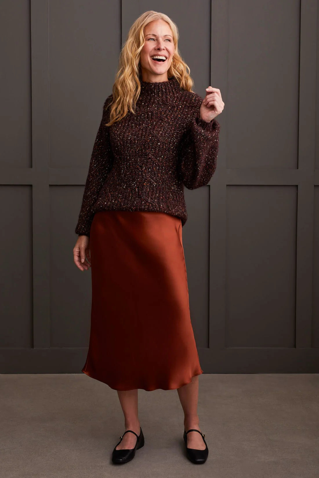 Funnel Neck Oversized Sweater - Coffee Bean