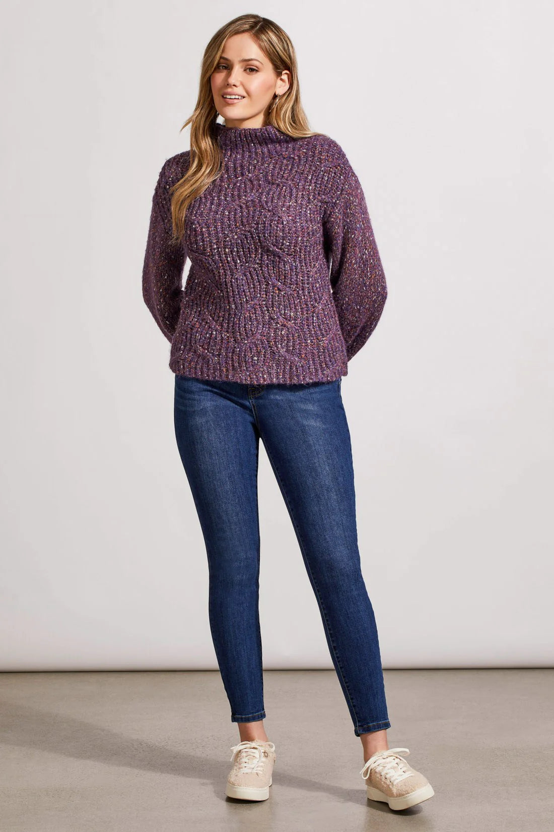 Mock Funnel Neck Oversized Sweater - Raisin