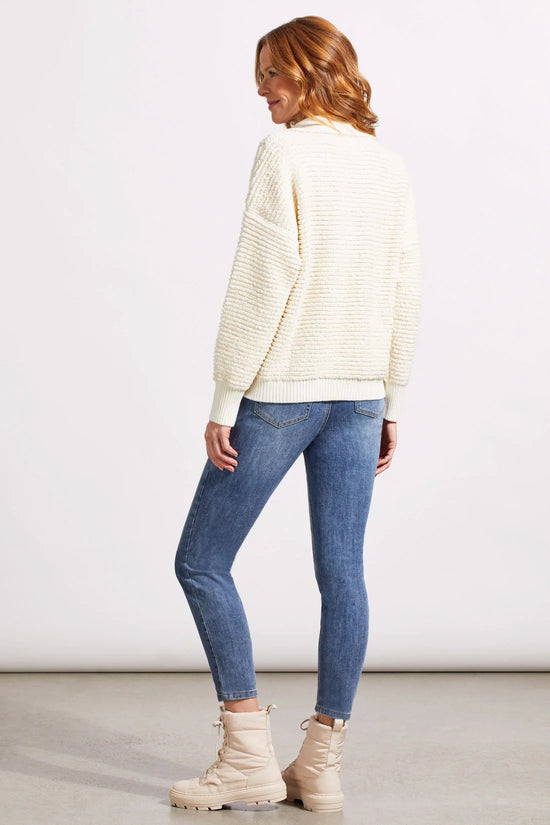 Oversized Polo Sweater with Dropped Shoulders - Eggshell