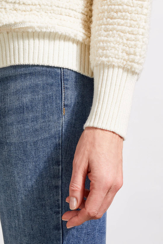 Oversized Polo Sweater with Dropped Shoulders - Eggshell