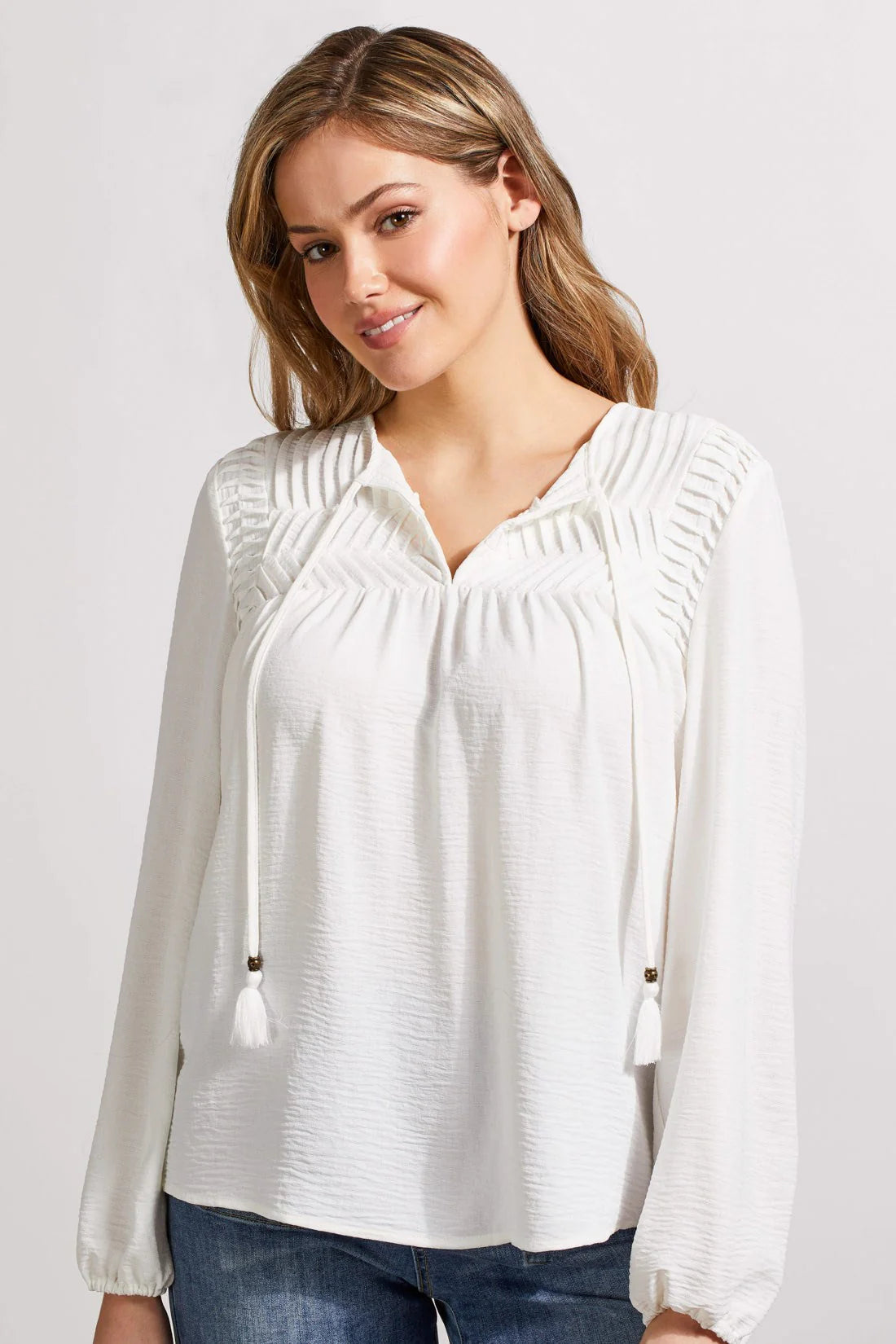 Pleated Yoke Top - Eggshell