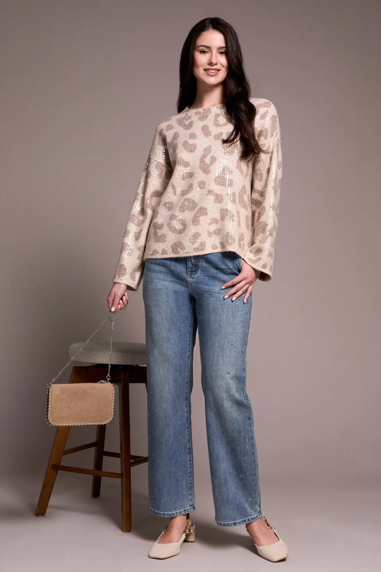 Jacquard Sweater with Sequins - Sandstone