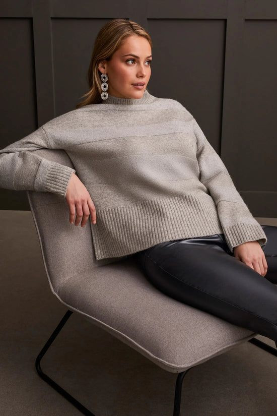 Mock Turtleneck Sweater - Grey Mix