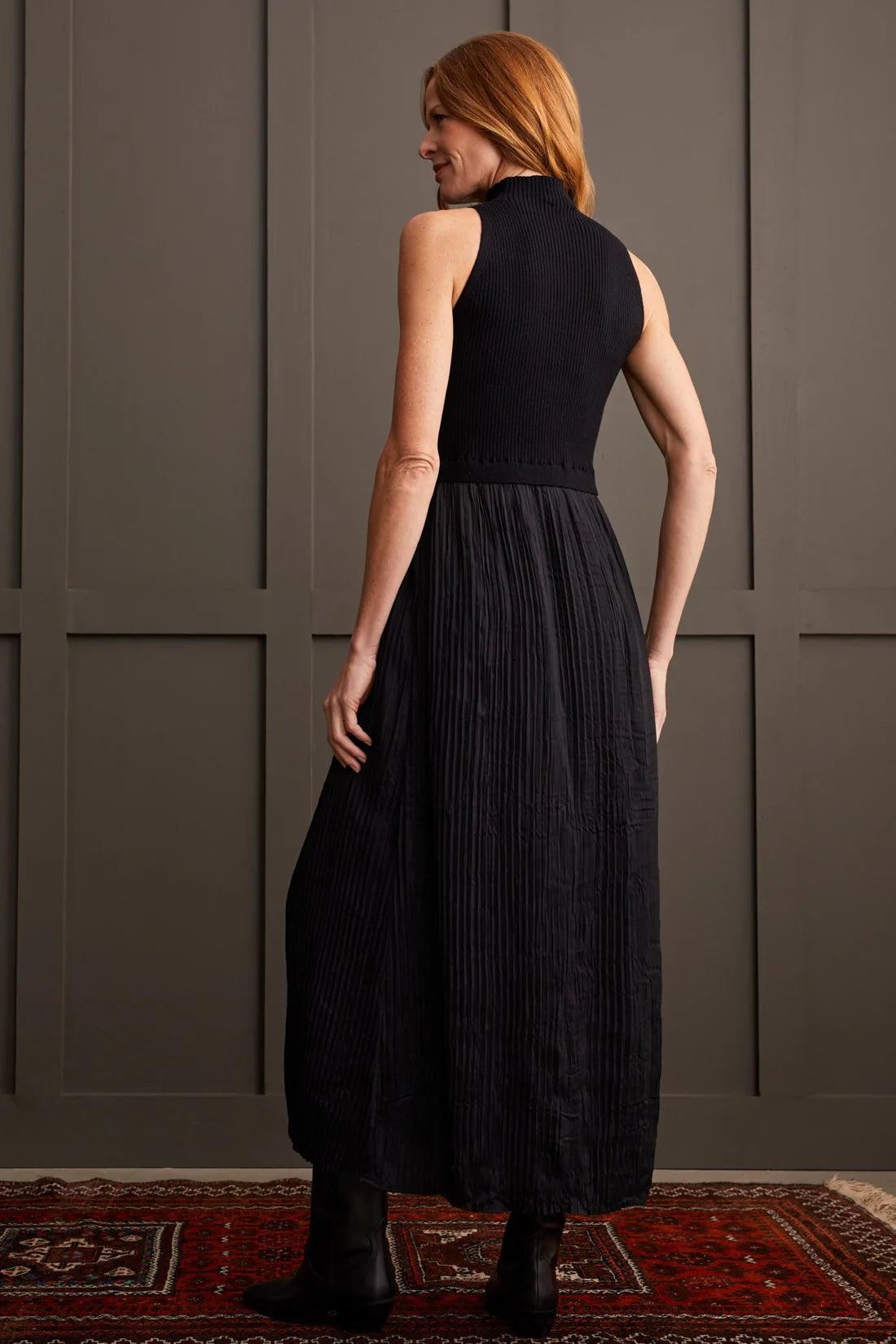 Sleeveless Two-Fer Maxi Dress - Black