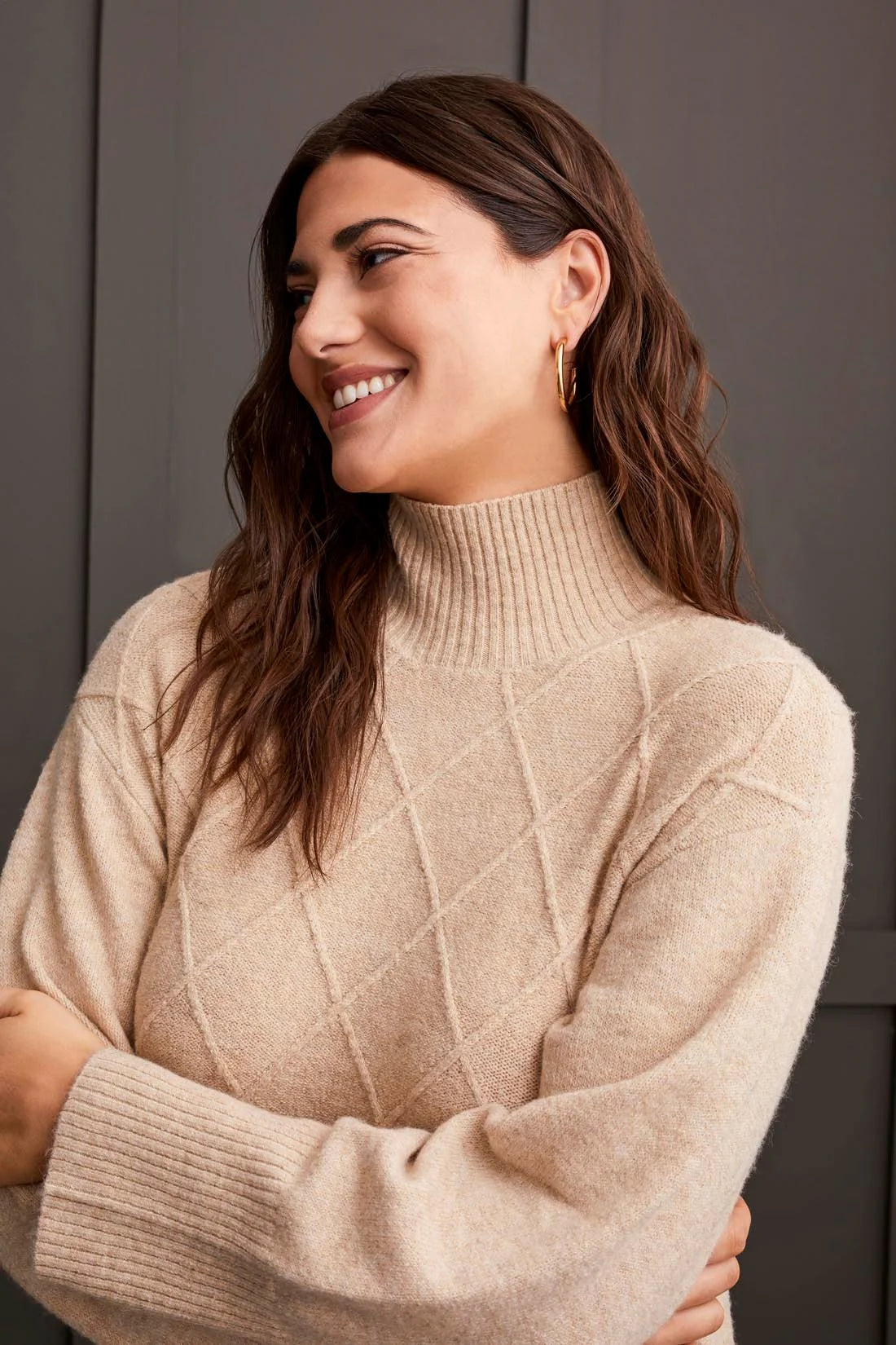 Tribal Mock Turtleneck Sweater Dress - Oatmeal Bailey Road Tribal Mock Turtleneck Sweater Dress - Oatmeal Bailey Road
