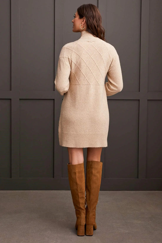 Mock Turtleneck Sweater Dress - Oatmeal