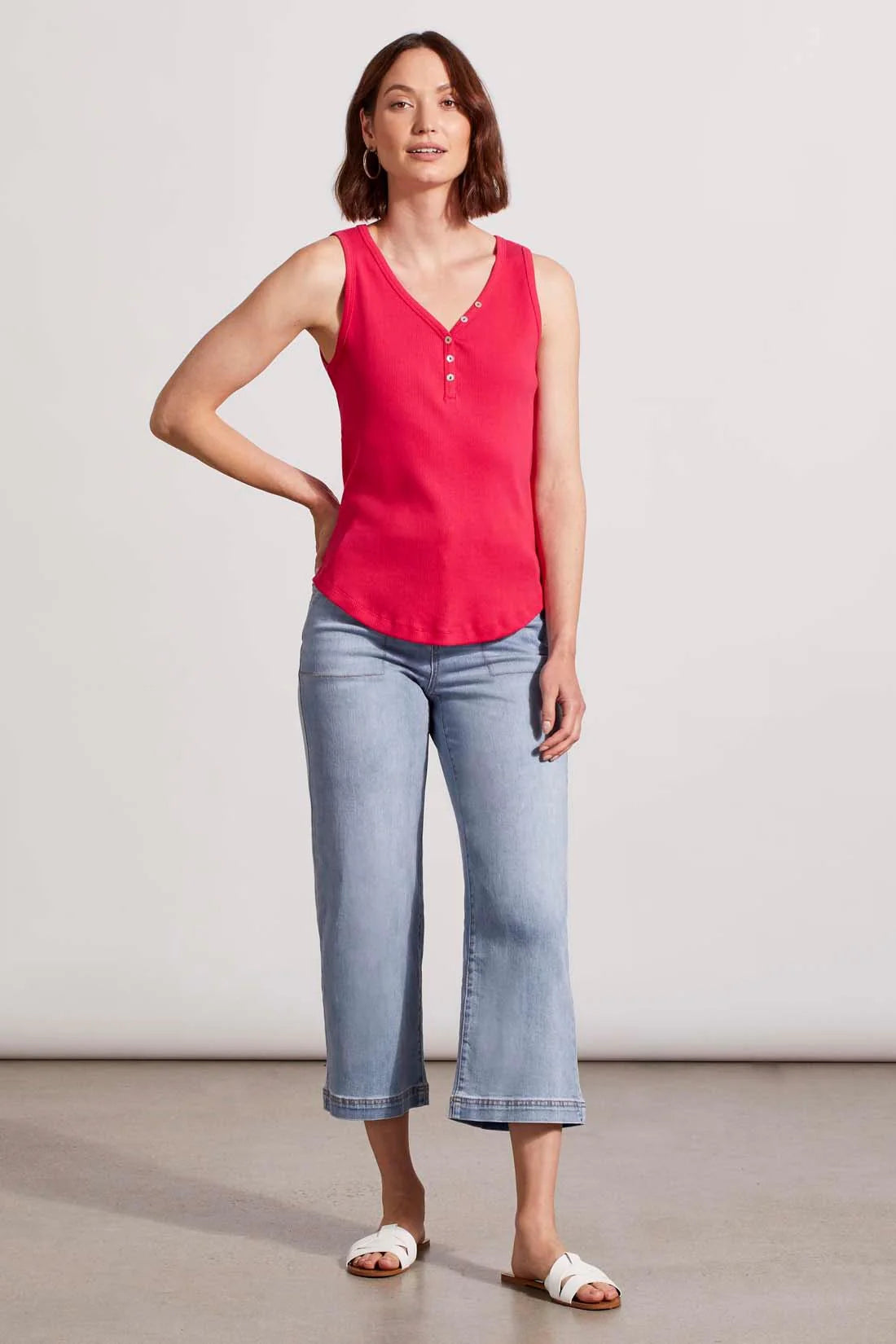 Henley Tank Top with Buttons - Fruit Punch