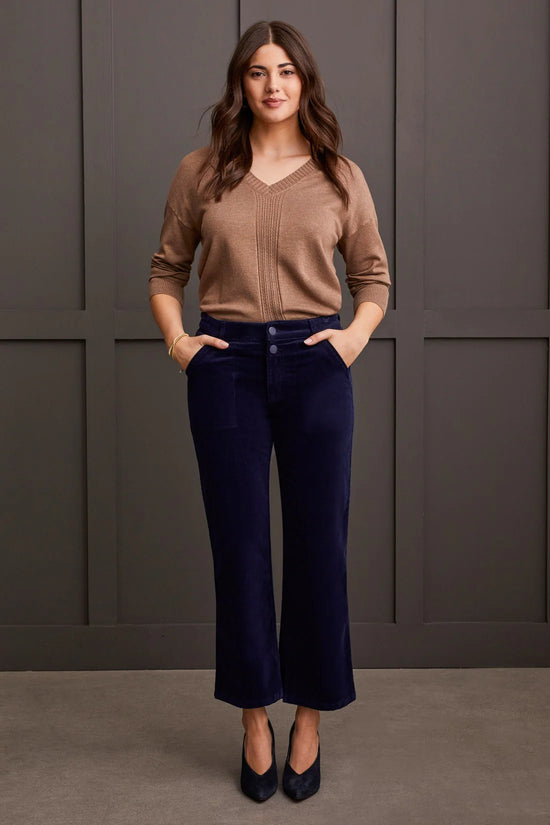 Stretch Corduroy Straight Leg Pants - Sapphire