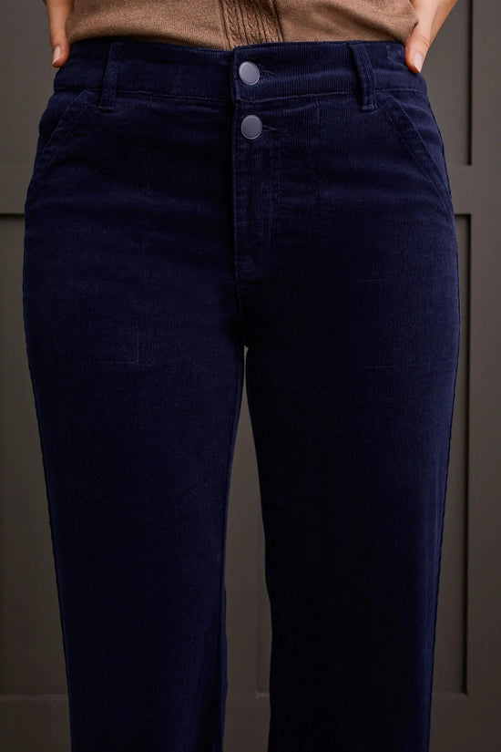 Stretch Corduroy Straight Leg Pants - Sapphire