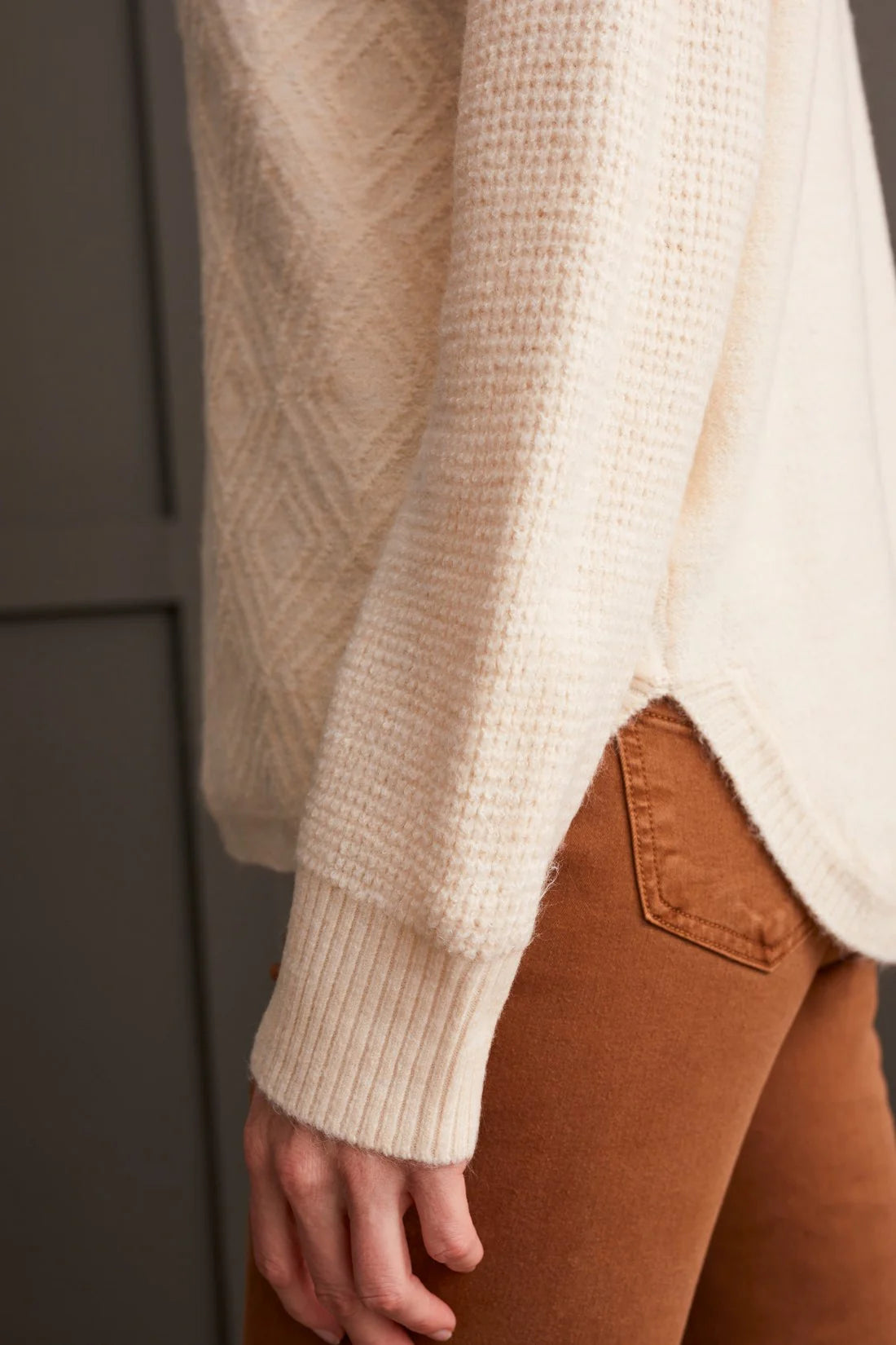 Textured Mock Neck Sweater - Moonstone