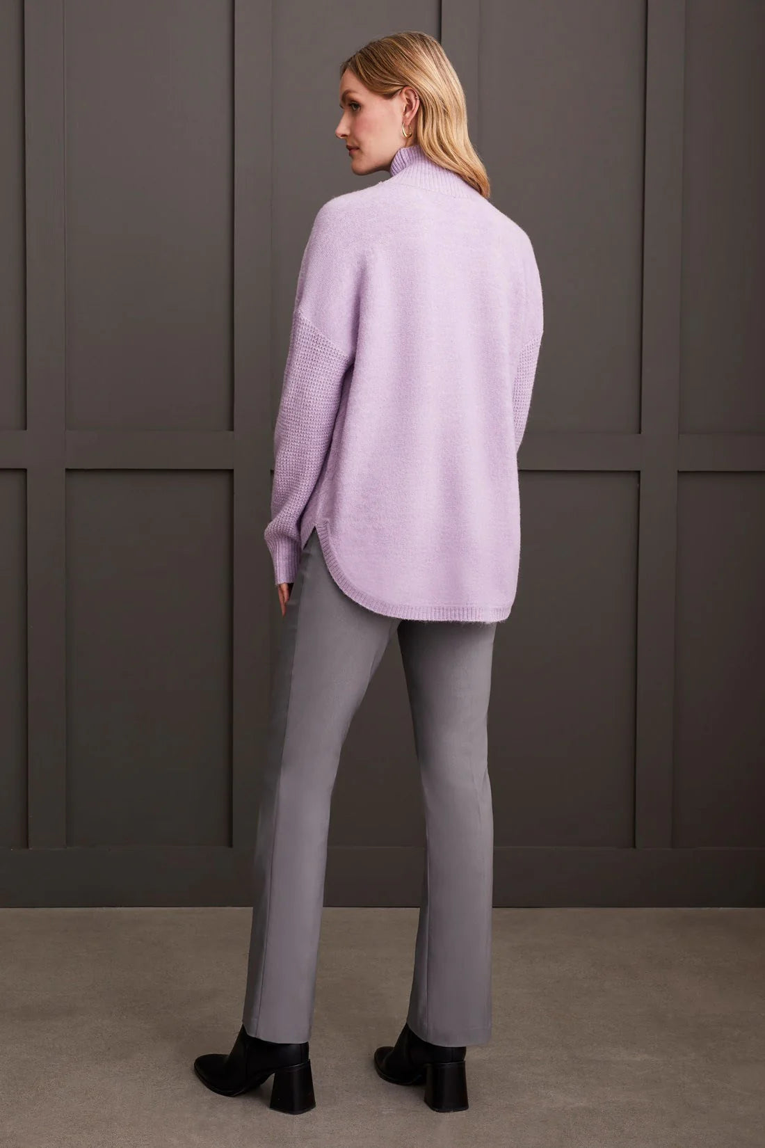 Textured Mock Neck Sweater - Orchid