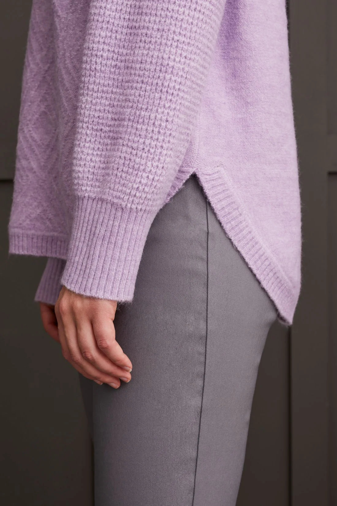 Textured Mock Neck Sweater - Orchid