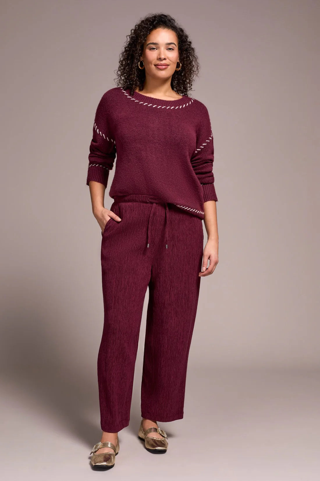 Pull On Barrel Pants - Wine