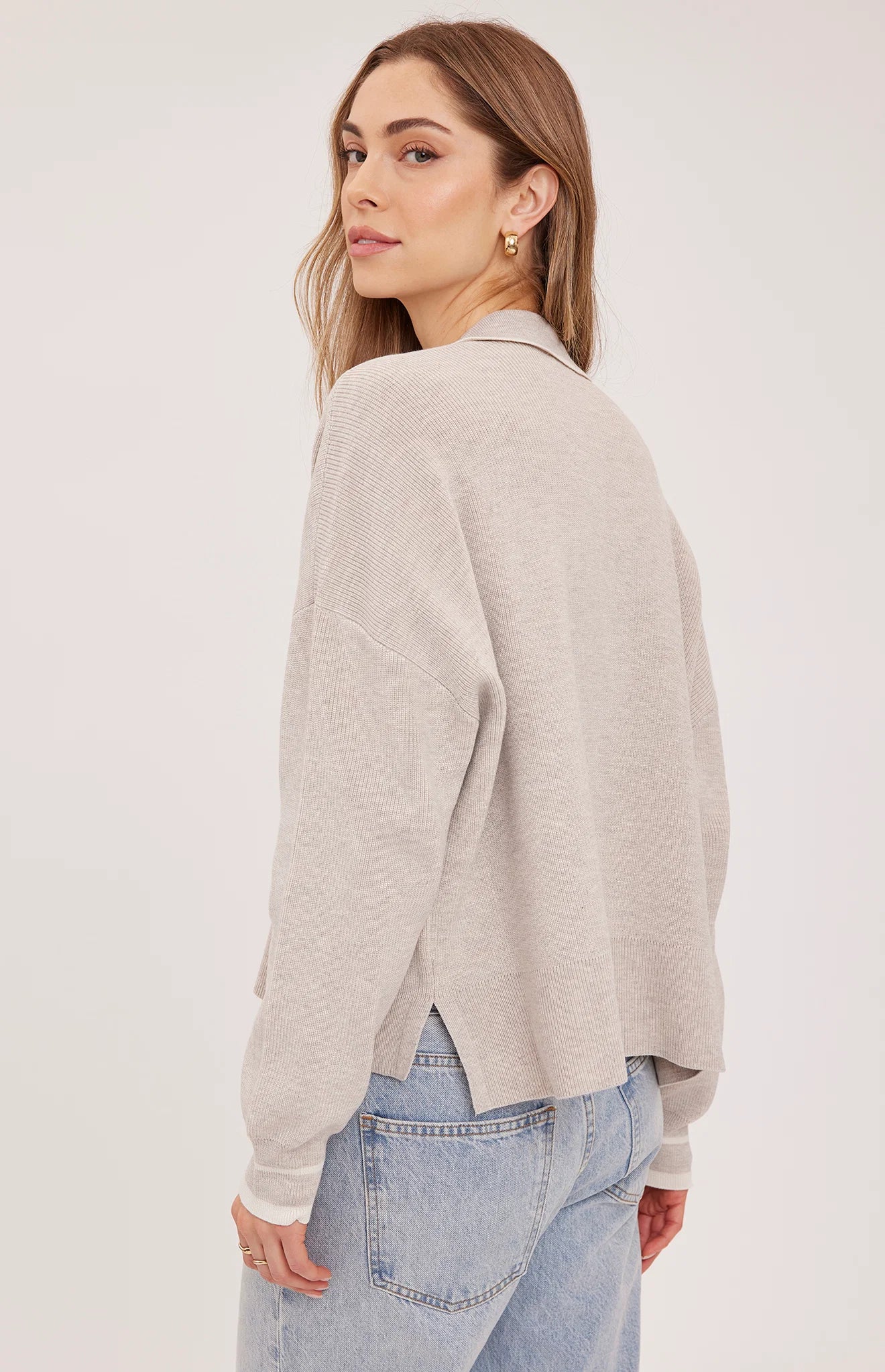 Tristan V-Neck Pullover Sweater - Heather Taupe