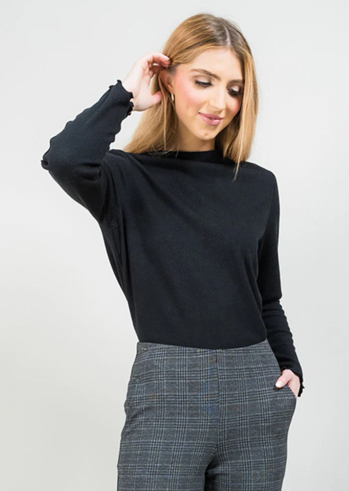 Lettuce Edged Top - Black