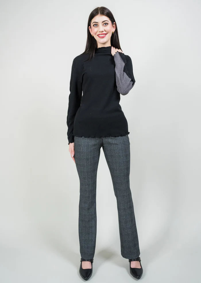 Two-Toned Mock Turtleneck Sweater - Grey/Black