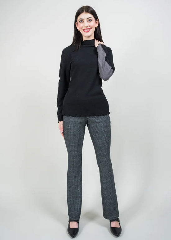 Two-Toned Mock Turtleneck Sweater - Grey/Black
